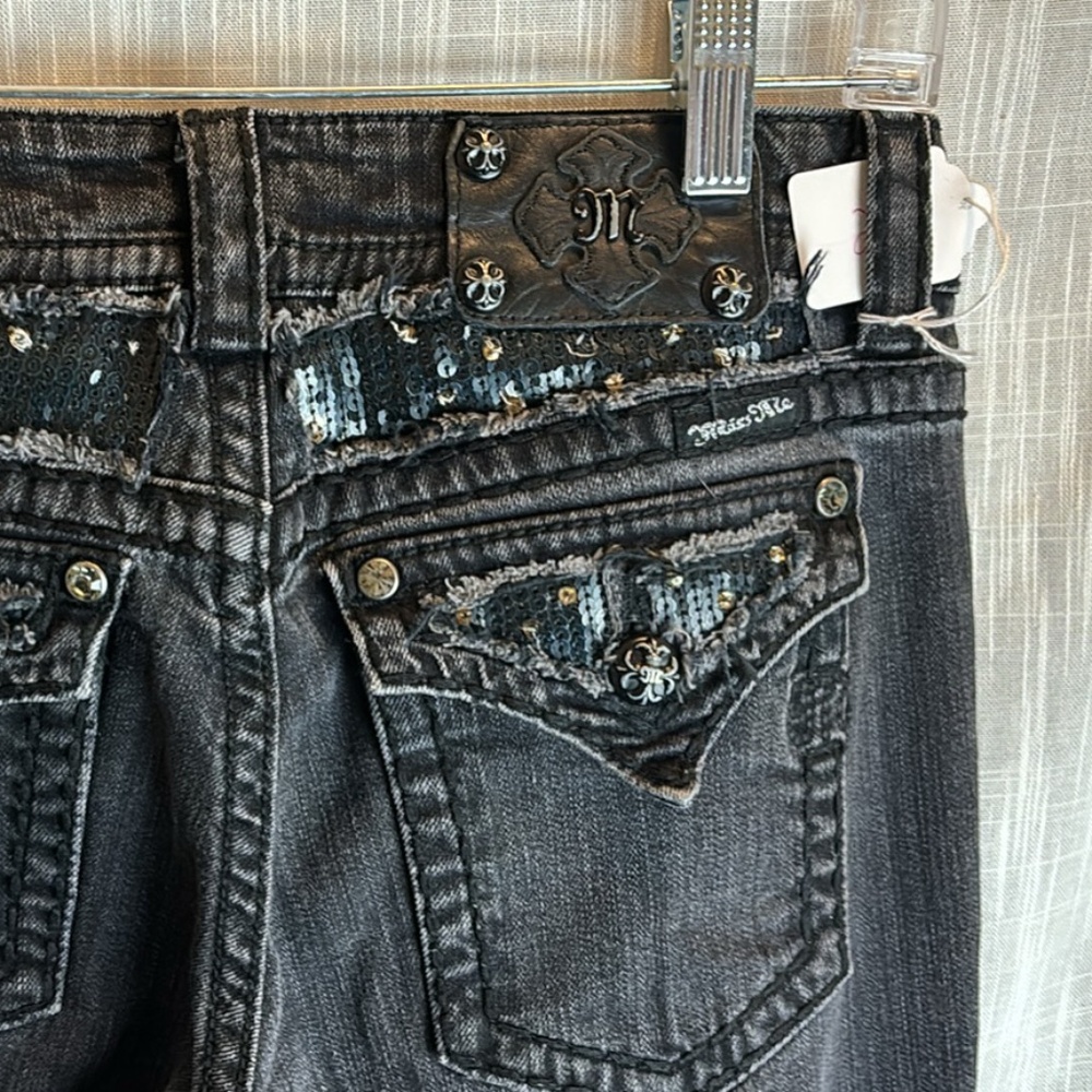 Miss Me Jeans, Size 6, (29), Black, Long, Sequin details